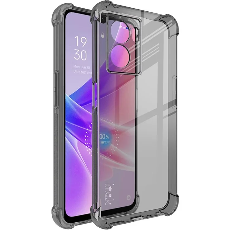 IMAK For Oppo K10 5G / A77 5G / A57 (2022) 5G Soft TPU Clear Phone Case Four Shockproof Corner Bumper Protective Cover - Transparent Black-Cellmalls