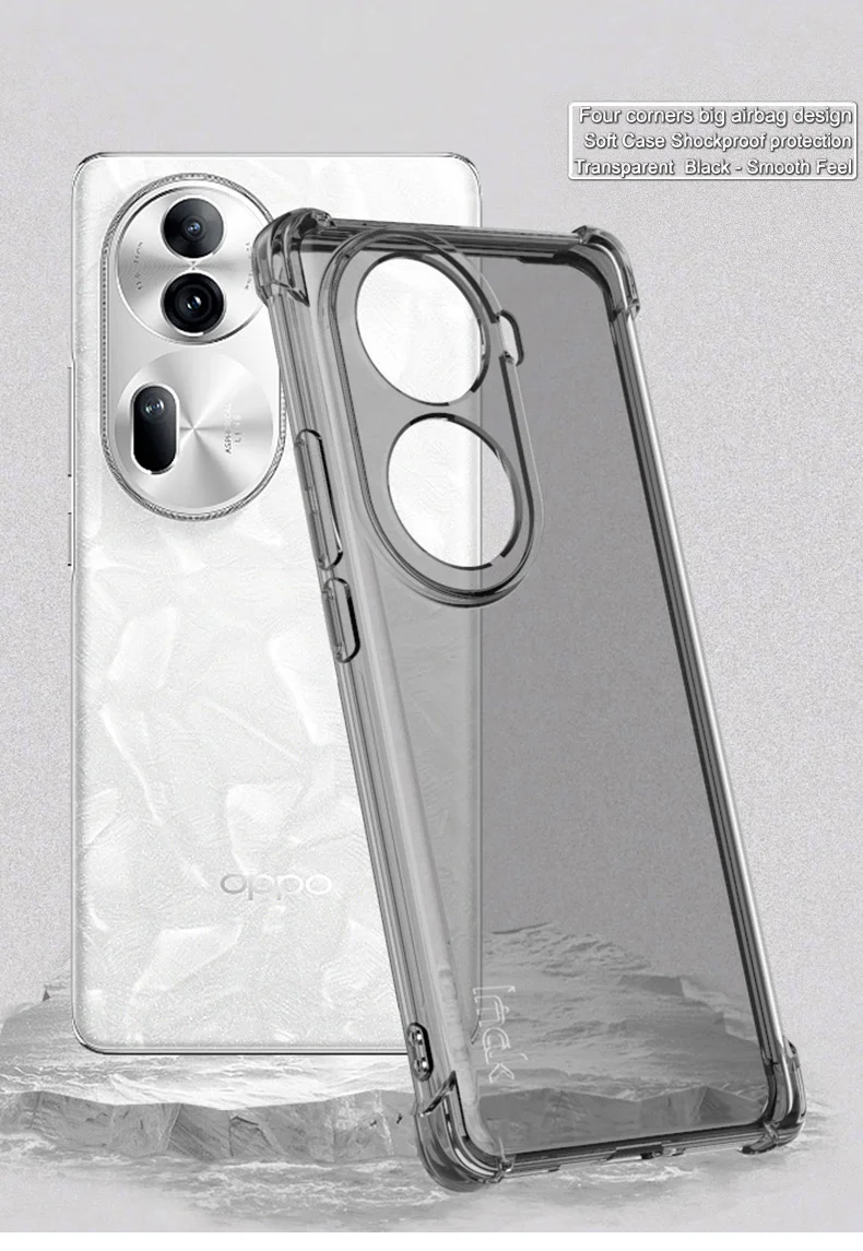 IMAK For Oppo Reno11 (China) 5G / Reno11 Pro 5G Case HD Clear TPU Protective Back Cover - Transparent Black-Cellmalls