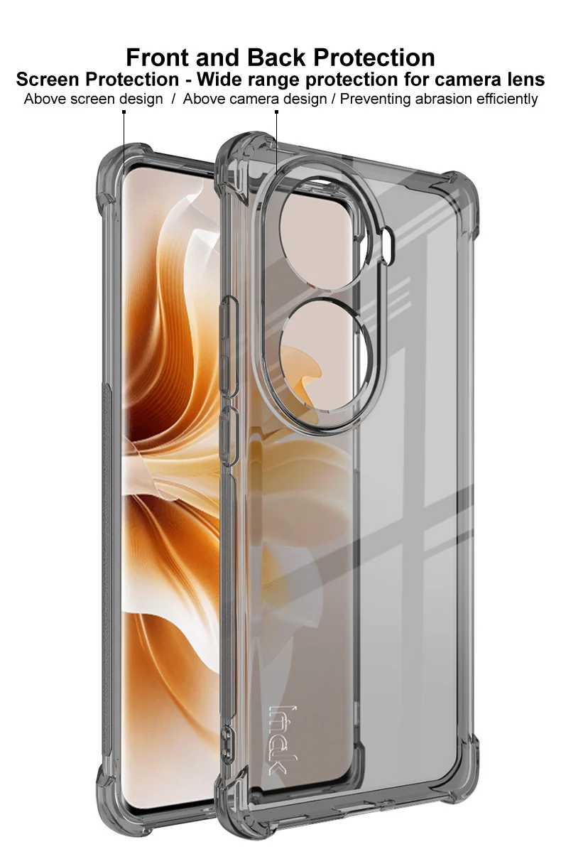 IMAK For Oppo Reno11 (China) 5G / Reno11 Pro 5G Case HD Clear TPU Protective Back Cover - Transparent Black-Cellmalls