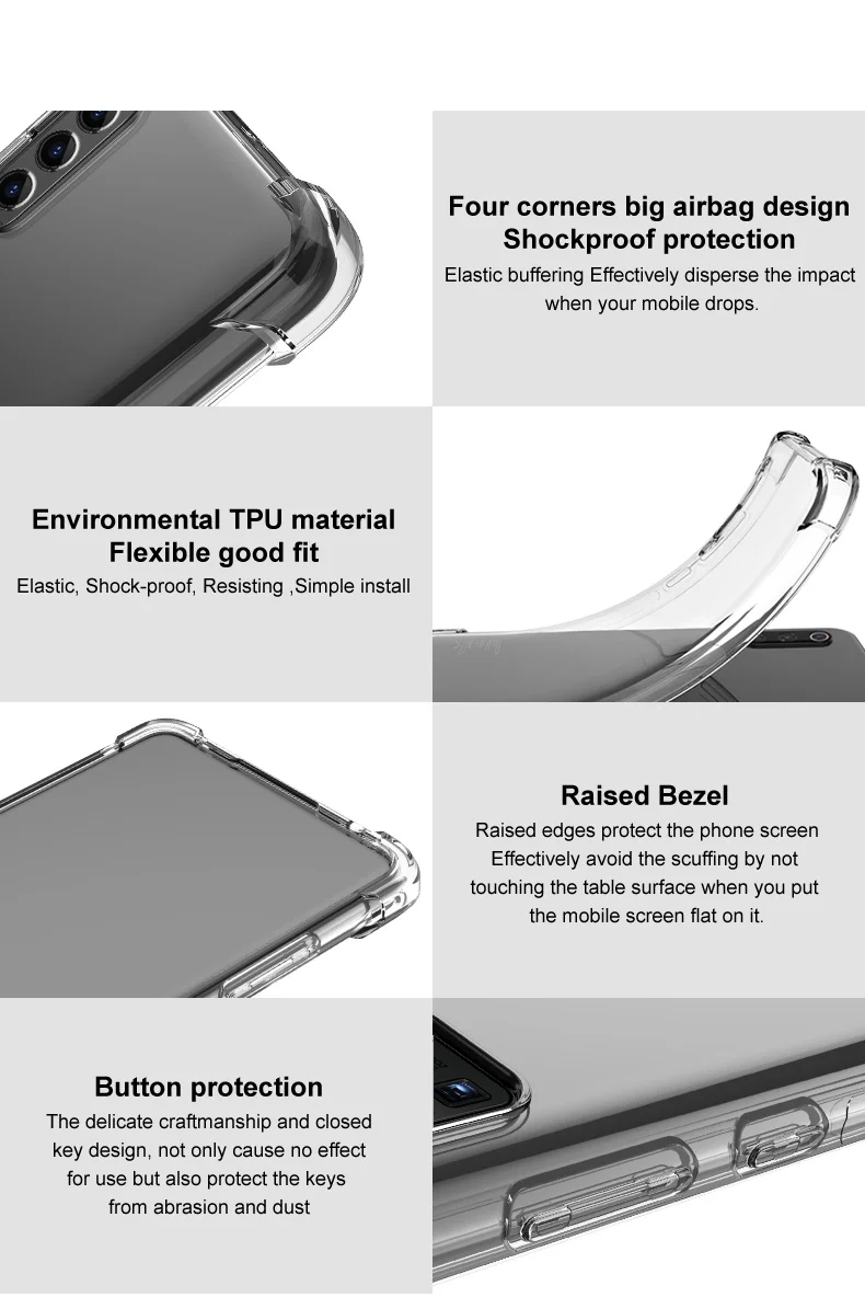 IMAK Case for Oppo Reno11 5G (Global) Shell TPU Airbag Protection Phone Cover - Transparent Black-Cellmalls