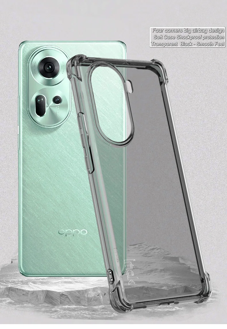 IMAK Case for Oppo Reno11 5G (Global) Shell TPU Airbag Protection Phone Cover - Transparent Black-Cellmalls