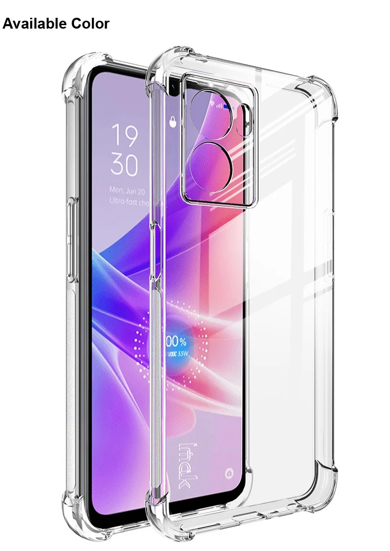 IMAK For Oppo K10 5G / A77 5G / A57 (2022) 5G Soft TPU Clear Phone Case Four Shockproof Corner Bumper Protective Cover - Transparent Black-Cellmalls