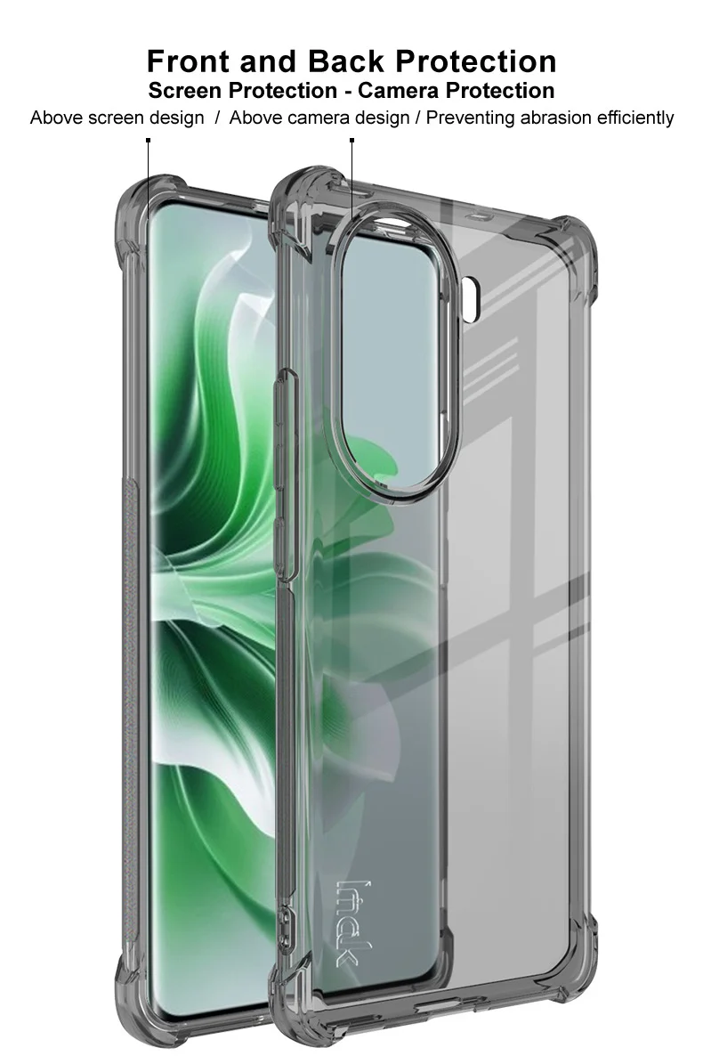 IMAK Case for Oppo Reno11 5G (Global) Shell TPU Airbag Protection Phone Cover - Transparent Black-Cellmalls