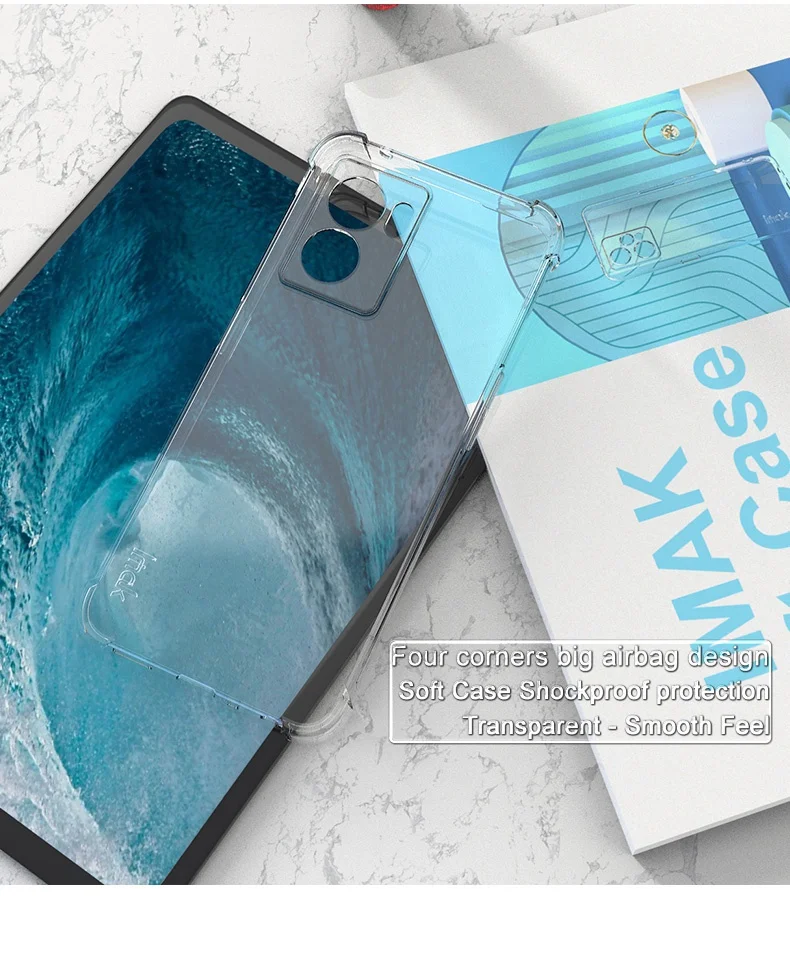 IMAK For Oppo K10 5G / A77 5G / A57 (2022) 5G Soft TPU Clear Phone Case Four Shockproof Corner Bumper Protective Cover - Transparent Black-Cellmalls