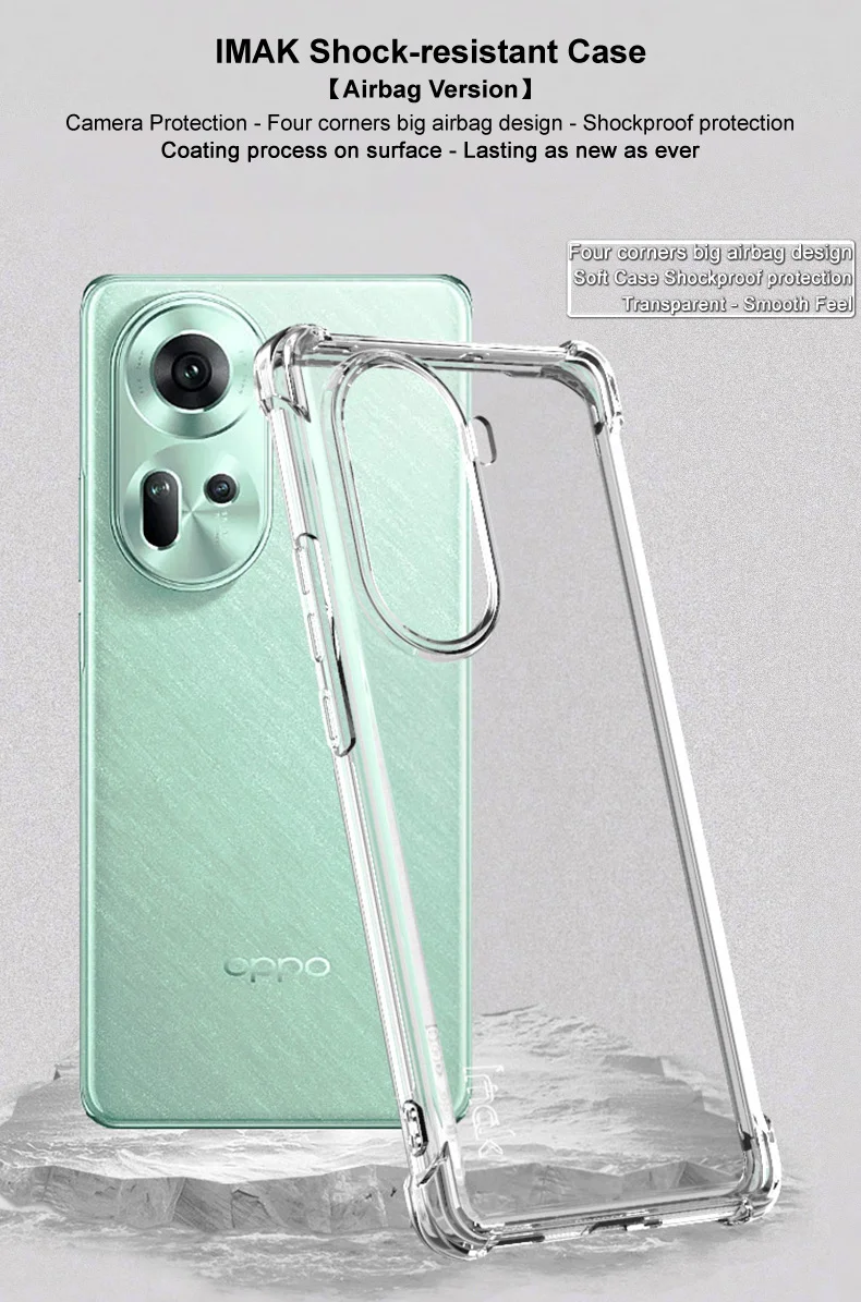 IMAK Case for Oppo Reno11 5G (Global) Shell TPU Airbag Protection Phone Cover - Transparent Black-Cellmalls