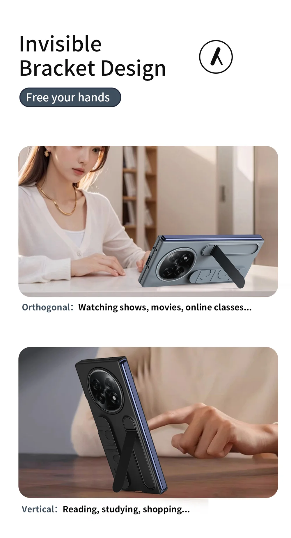 For Oppo Find N5 5G Phone Case Kickstand Wristband PC Silicone Mobile Cover - Titanium Grey-Cellmalls