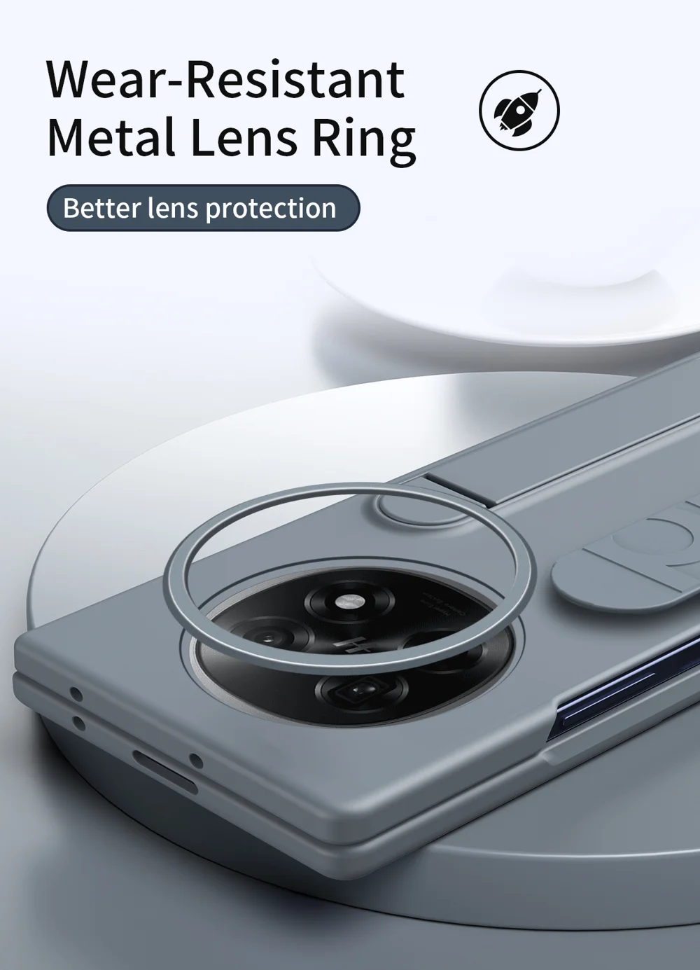 For Oppo Find N5 5G Phone Case Kickstand Wristband PC Silicone Mobile Cover - Titanium Grey-Cellmalls