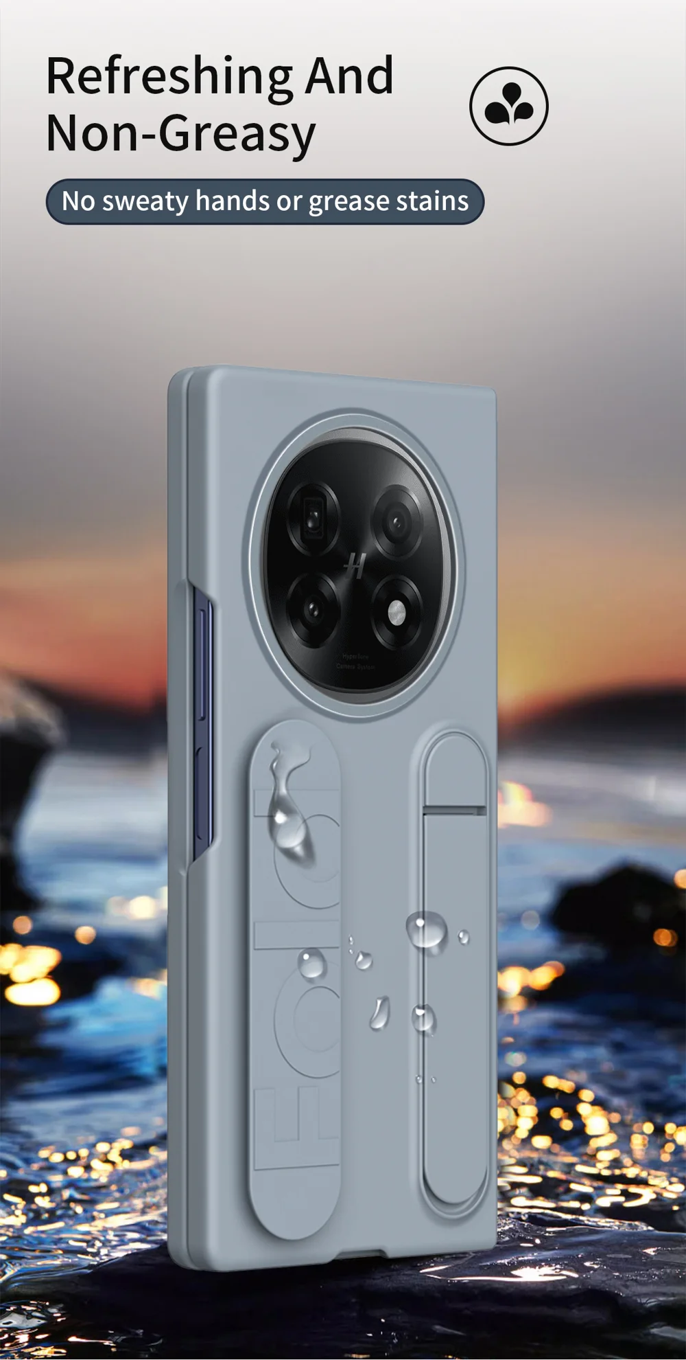 For Oppo Find N5 5G Phone Case Kickstand Wristband PC Silicone Mobile Cover - Titanium Grey-Cellmalls