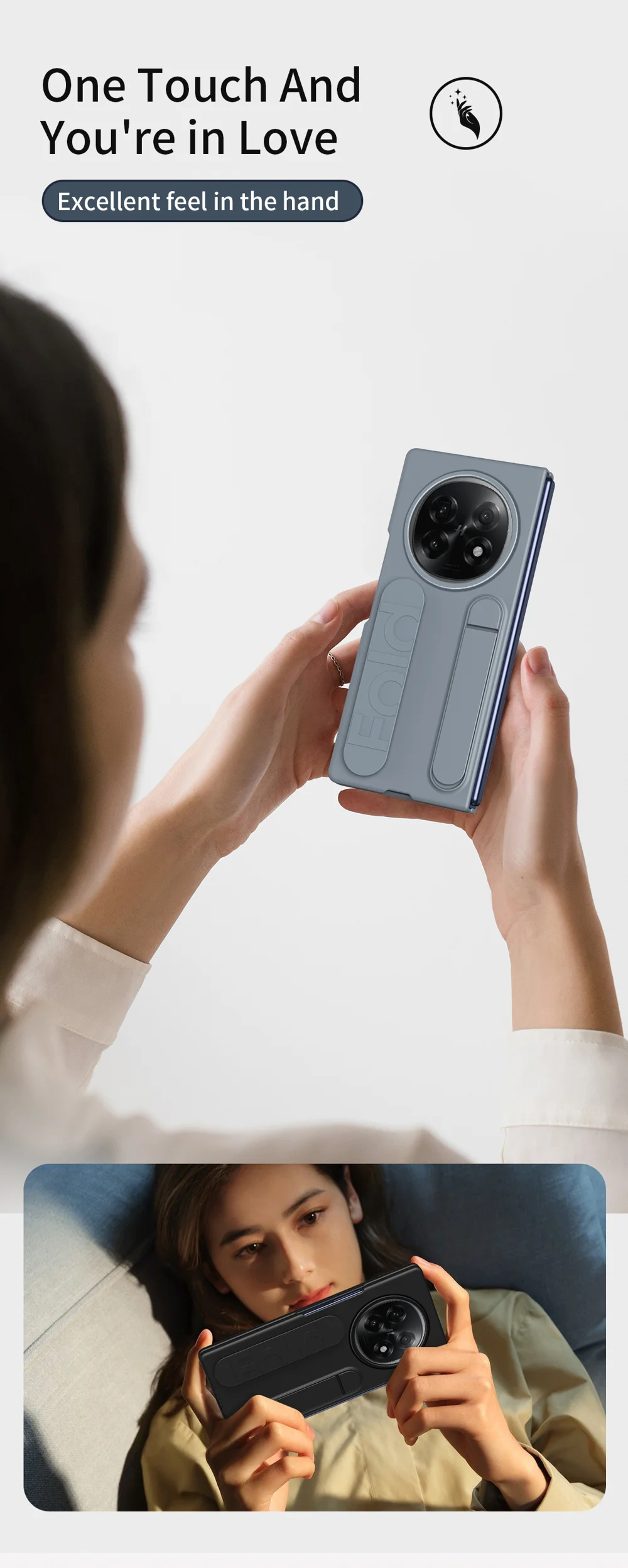 For Oppo Find N5 5G Phone Case Kickstand Wristband PC Silicone Mobile Cover - Titanium Grey-Cellmalls