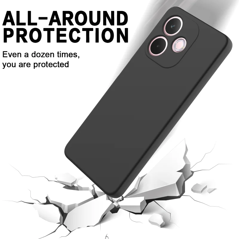 For Oppo A5 Pro 4G (Global) Liquid Silicone Case Phone Back Cover with Hand Strap - Black-Cellmalls