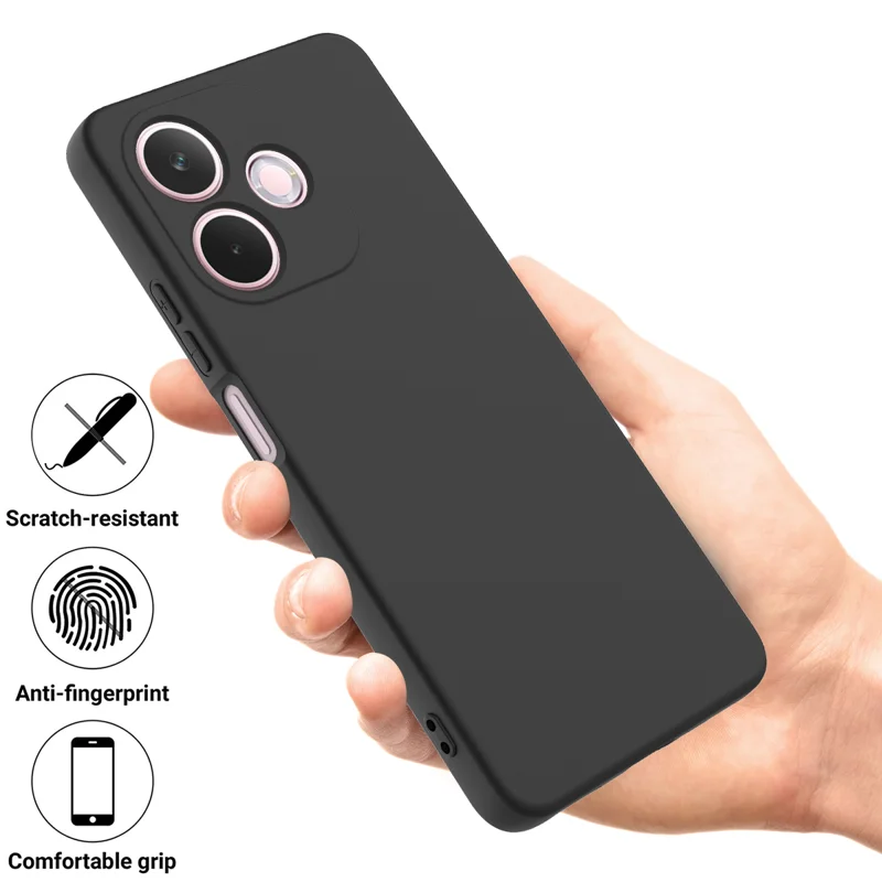For Oppo A5 Pro 4G (Global) Liquid Silicone Case Phone Back Cover with Hand Strap - Black-Cellmalls