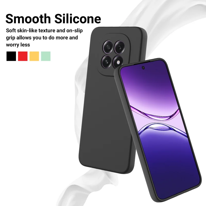 For Oppo A5 5G / Oppo F29 5G Liquid Silicone Case Phone Back Cover with Hand Strap - Black-Cellmalls