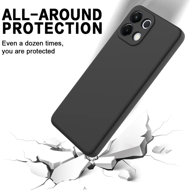 For Oppo K13 5G Liquid Silicone Case Phone Back Cover with Hand Strap - Black-Cellmalls