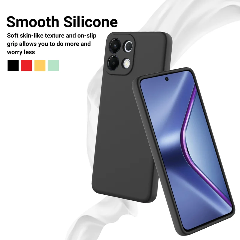 For Oppo K13 5G Liquid Silicone Case Phone Back Cover with Hand Strap - Black-Cellmalls