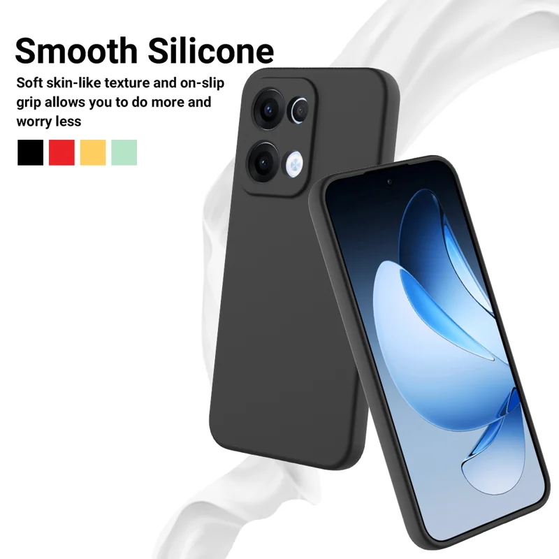 For Oppo Reno13 5G (Global) Liquid Silicone Case Phone Back Cover with Hand Strap - Black-Cellmalls