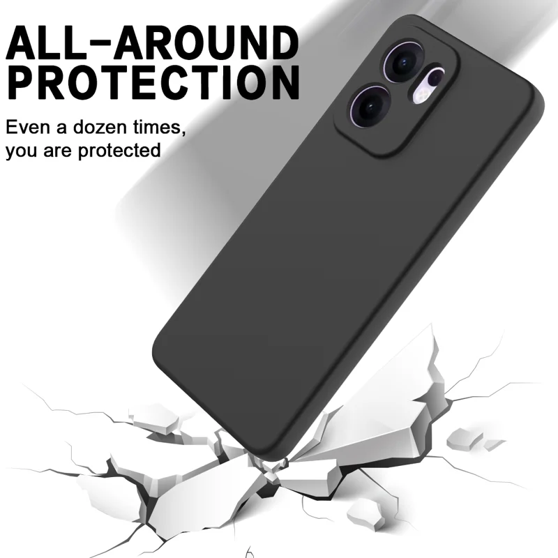 For Oppo Reno13 F 5G / Oppo Reno13 F 4G Liquid Silicone Case Phone Back Cover with Hand Strap - Black-Cellmalls