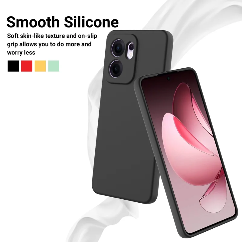 For Oppo Reno13 F 5G / Oppo Reno13 F 4G Liquid Silicone Case Phone Back Cover with Hand Strap - Black-Cellmalls