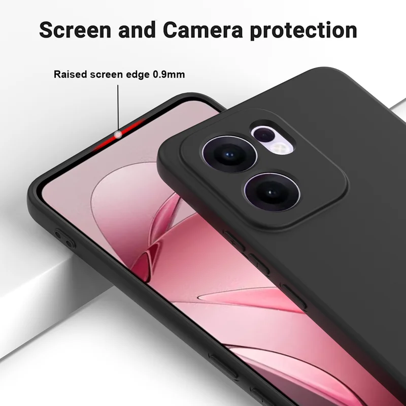 For Oppo Reno13 F 5G / Oppo Reno13 F 4G Liquid Silicone Case Phone Back Cover with Hand Strap - Black-Cellmalls