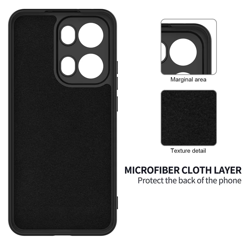 For Oppo Reno13 Pro 5G Liquid Silicone Case Phone Back Cover with Hand Strap - Black-Cellmalls