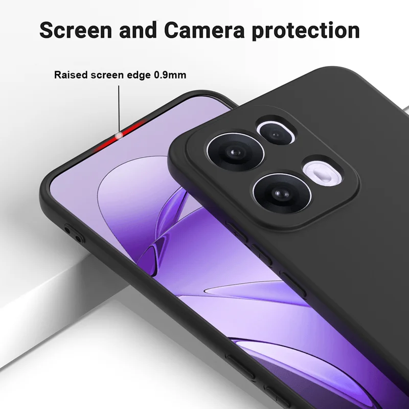 For Oppo Reno13 Pro 5G Liquid Silicone Case Phone Back Cover with Hand Strap - Black-Cellmalls