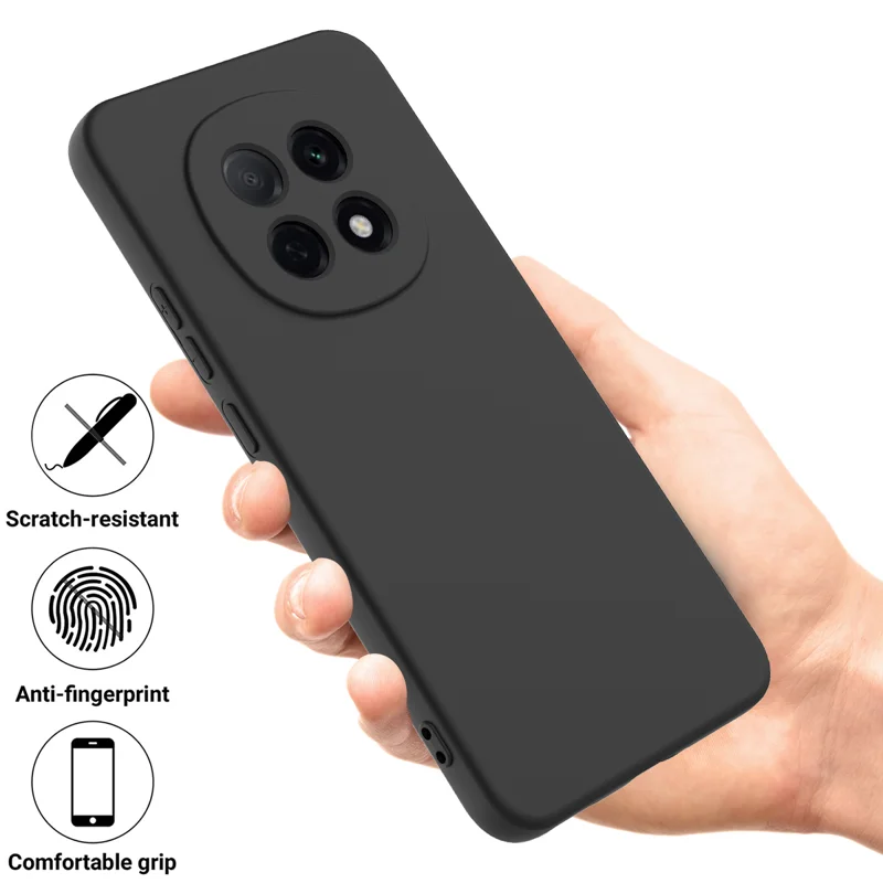 For Oppo F29 Pro 5G Liquid Silicone Case Phone Back Cover with Hand Strap - Black-Cellmalls