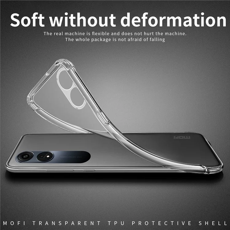 MOFI Anti-yellowing Phone Case for Oppo A1 Pro 5G / Reno8 T 5G, Drop-proof Transparent Anti-shock Soft TPU Mobile Phone Cover-Cellmalls