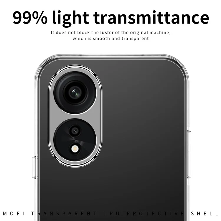 MOFI Anti-yellowing Phone Case for Oppo A1 Pro 5G / Reno8 T 5G, Drop-proof Transparent Anti-shock Soft TPU Mobile Phone Cover-Cellmalls