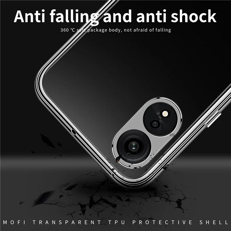 MOFI Anti-yellowing Phone Case for Oppo A1 Pro 5G / Reno8 T 5G, Drop-proof Transparent Anti-shock Soft TPU Mobile Phone Cover-Cellmalls