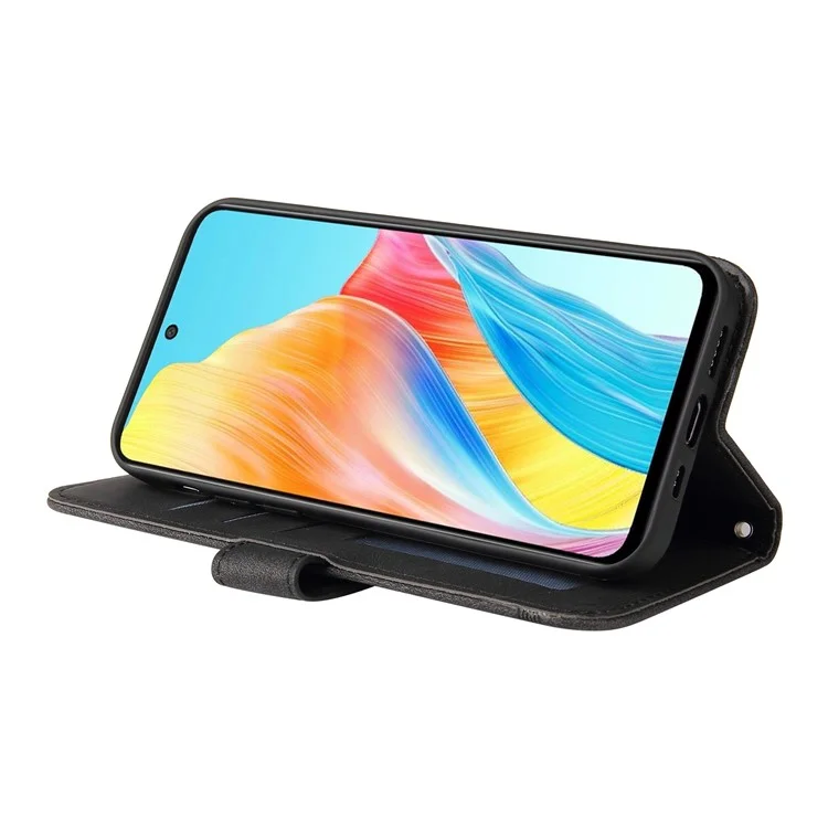 For Oppo A1 5G / A98 5G / F23 5G Leather Wallet Cases Skin Touch Phone Cover Stand with Strap - Black-Cellmalls