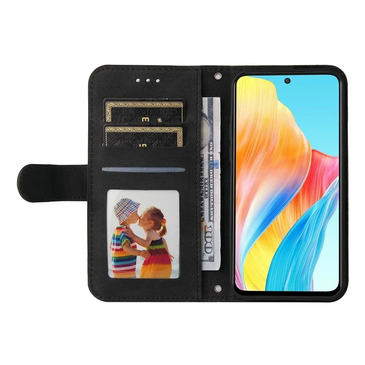 For Oppo A1 5G / A98 5G / F23 5G Leather Wallet Cases Skin Touch Phone Cover Stand with Strap - Black-Cellmalls