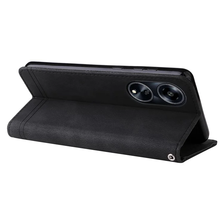 For Oppo A1 5G / A98 5G / F23 5G Leather Wallet Cases Skin Touch Phone Cover Stand with Strap - Black-Cellmalls