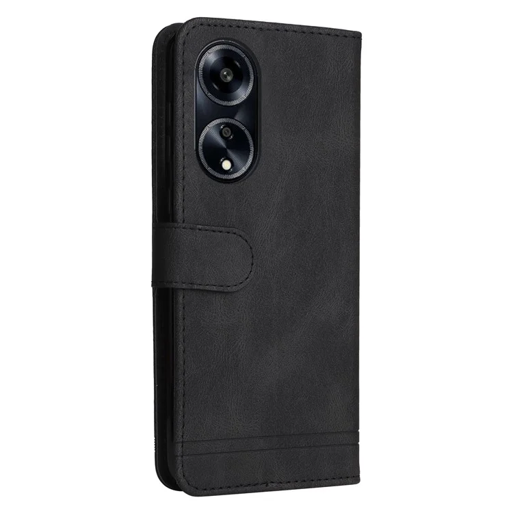For Oppo A1 5G / A98 5G / F23 5G Leather Wallet Cases Skin Touch Phone Cover Stand with Strap - Black-Cellmalls
