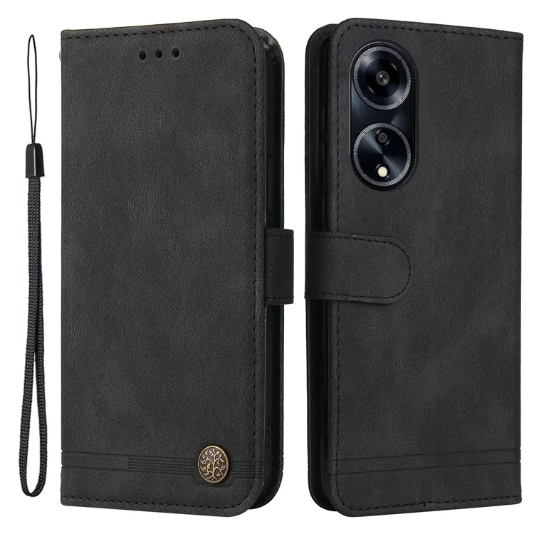 For Oppo A1 5G / A98 5G / F23 5G Leather Wallet Cases Skin Touch Phone Cover Stand with Strap - Black-Cellmalls