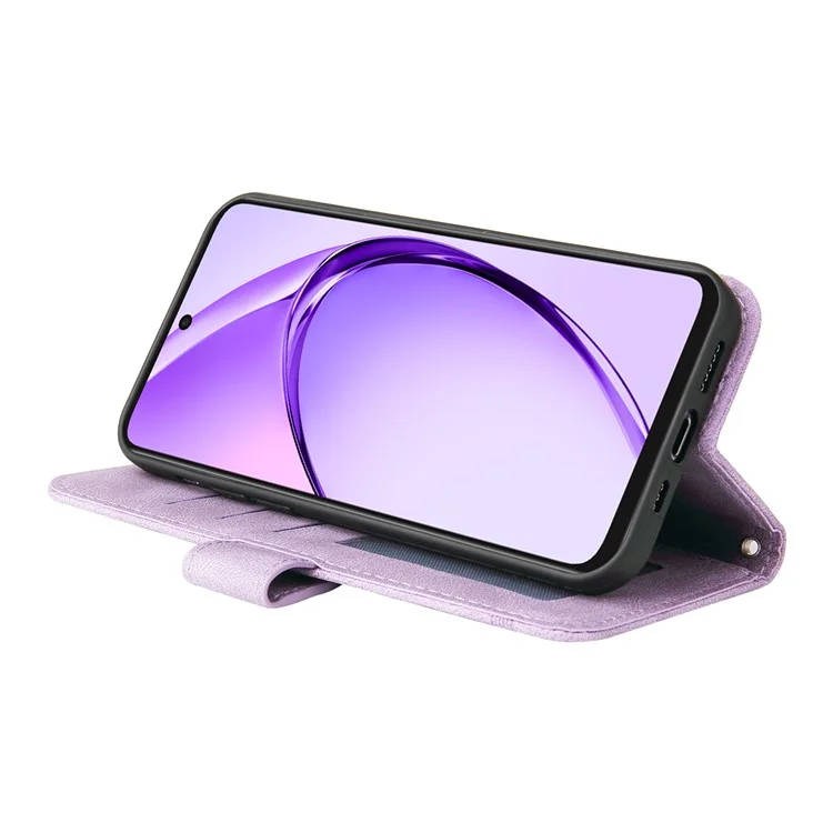 For Oppo A3x 4G / A3x 5G (India) Leather Wallet Cases Skin Touch Phone Cover Stand with Strap - Purple-Cellmalls