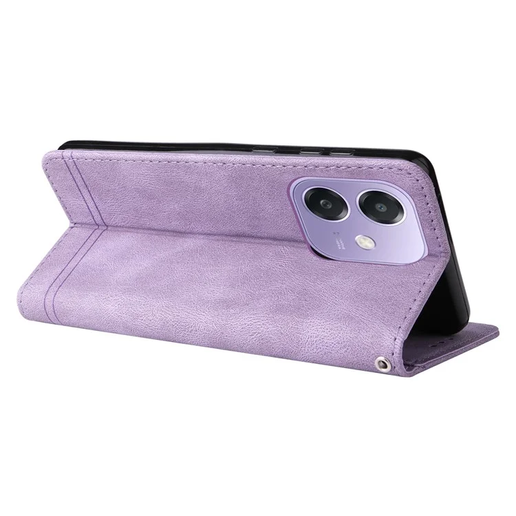 For Oppo A3x 4G / A3x 5G (India) Leather Wallet Cases Skin Touch Phone Cover Stand with Strap - Purple-Cellmalls