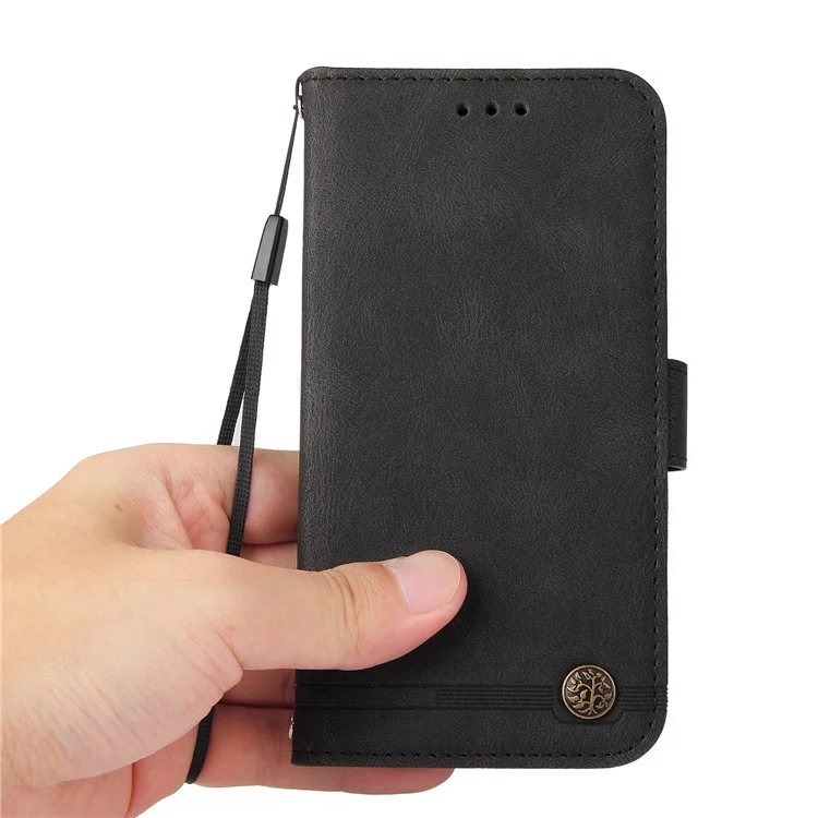 For Oppo A5 Pro 4G (Global) / 5G (Global) / A5 Energy 5G (China) Leather Wallet Cases Skin Touch Phone Cover Stand with Strap - Black-Cellmalls
