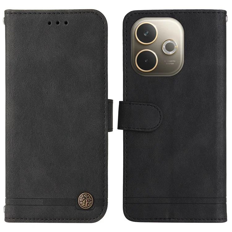 For Oppo A5 Pro 4G (Global) / 5G (Global) / A5 Energy 5G (China) Leather Wallet Cases Skin Touch Phone Cover Stand with Strap - Black-Cellmalls