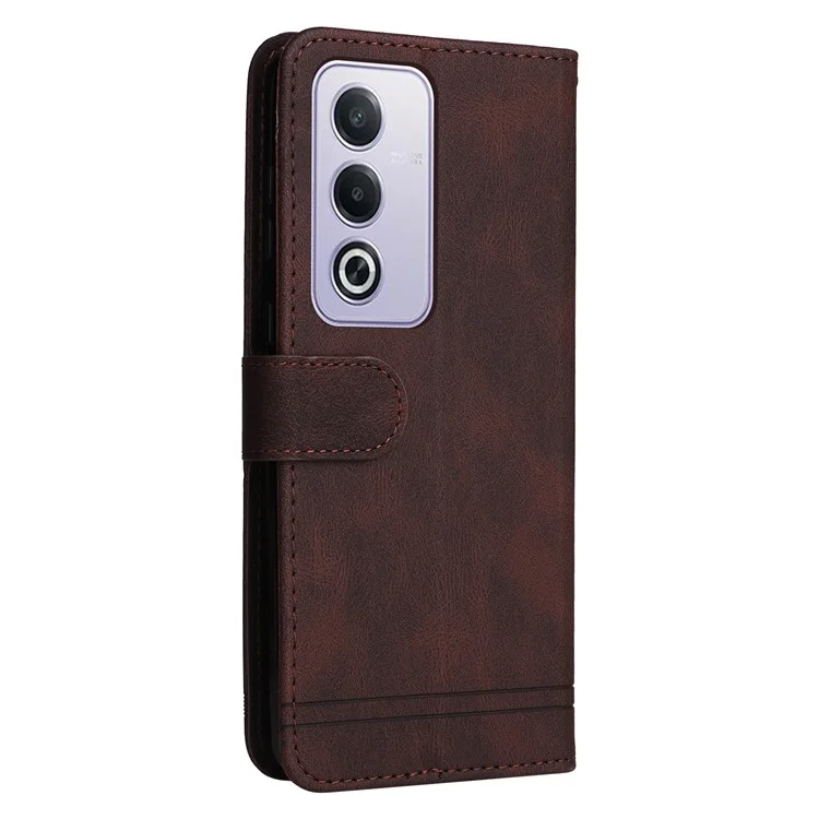 For Oppo A3 Pro (Global) 5G / (India) 5G Leather Wallet Cases Skin Touch Phone Cover Stand with Strap - Brown-Cellmalls