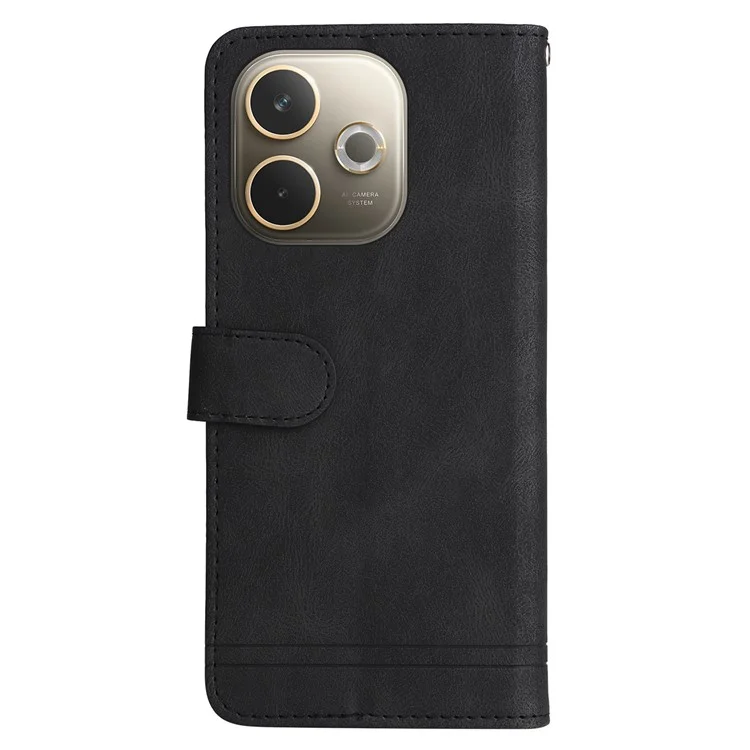 For Oppo A5 Pro 4G (Global) / 5G (Global) / A5 Energy 5G (China) Leather Wallet Cases Skin Touch Phone Cover Stand with Strap - Black-Cellmalls