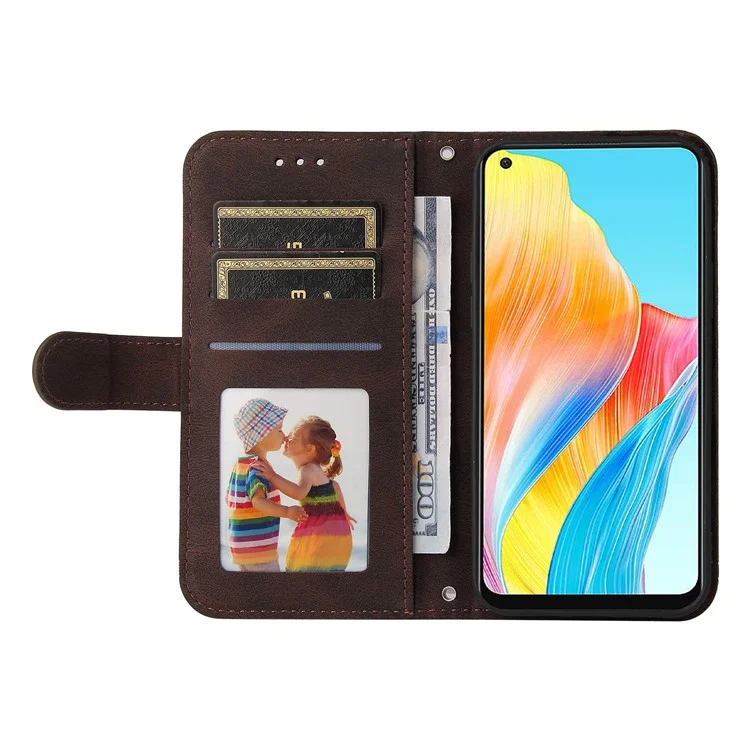For Oppo A78 4G Leather Wallet Cases Skin Touch Phone Cover Stand with Strap - Brown-Cellmalls