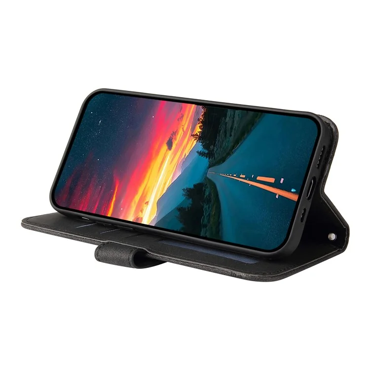 For Oppo A5 Pro 4G (Global) / 5G (Global) / A5 Energy 5G (China) Leather Wallet Cases Skin Touch Phone Cover Stand with Strap - Black-Cellmalls