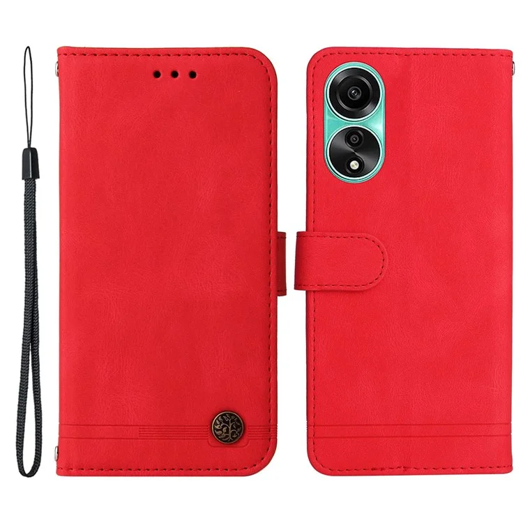 For Oppo A78 4G Leather Wallet Cases Skin Touch Phone Cover Stand with Strap - Brown-Cellmalls