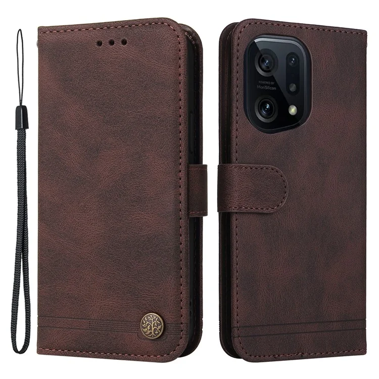 For Oppo Find X5 Leather Wallet Cases Skin Touch Phone Cover Stand with Strap - Black-Cellmalls