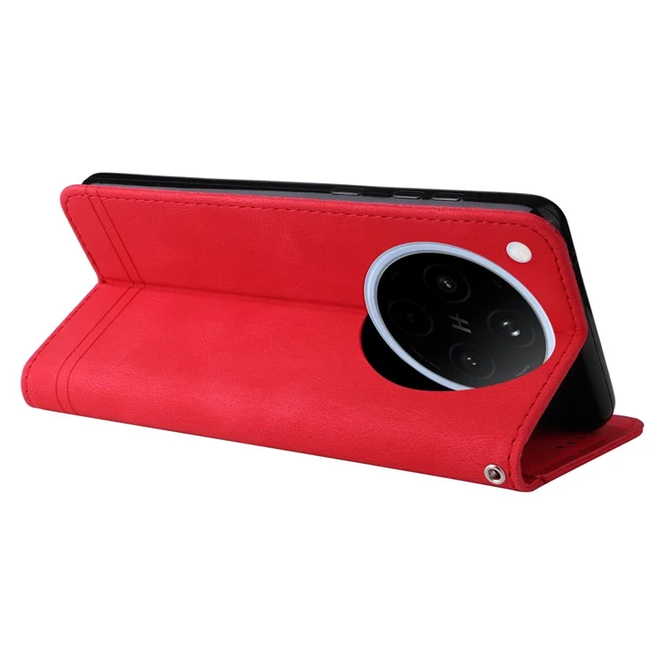 For Oppo Find X8 5G Leather Wallet Cases Skin Touch Phone Cover Stand with Strap - Red-Cellmalls