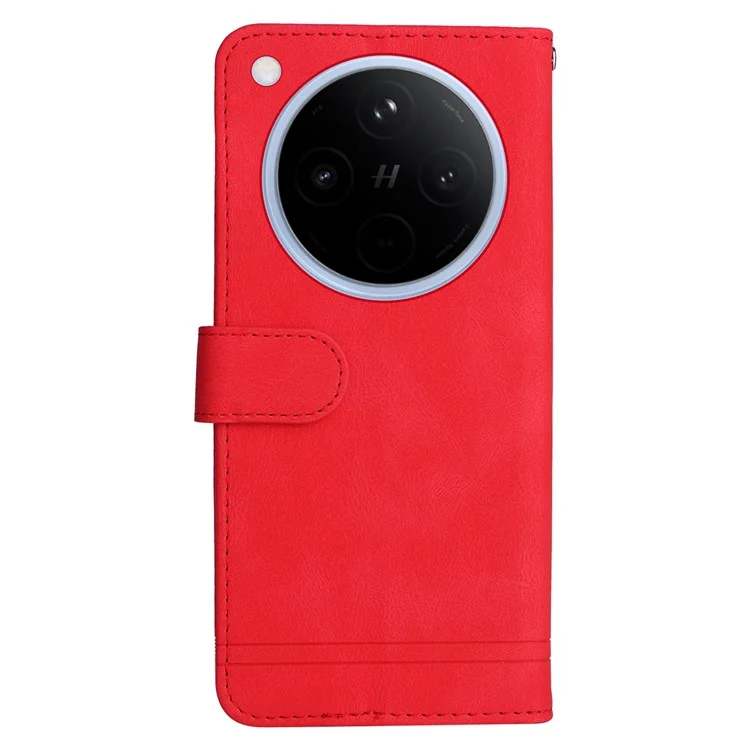For Oppo Find X8 5G Leather Wallet Cases Skin Touch Phone Cover Stand with Strap - Red-Cellmalls