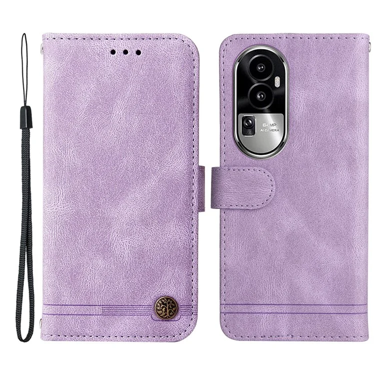 For Oppo Reno10 Pro 5G (Global) / Reno10 5G (Global) Leather Wallet Cases Skin Touch Phone Cover Stand with Strap - Purple-Cellmalls