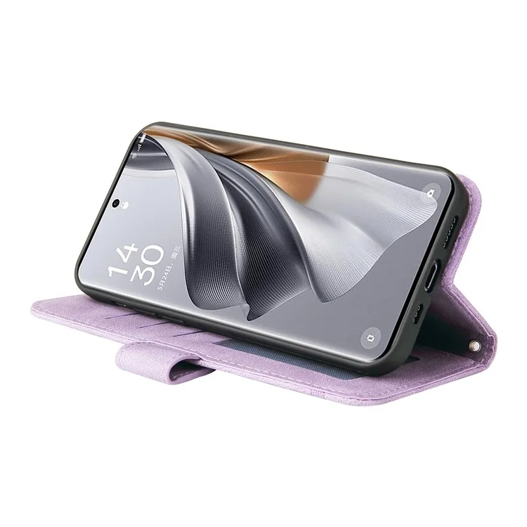 For Oppo Reno10 Pro 5G (Global) / Reno10 5G (Global) Leather Wallet Cases Skin Touch Phone Cover Stand with Strap - Purple-Cellmalls