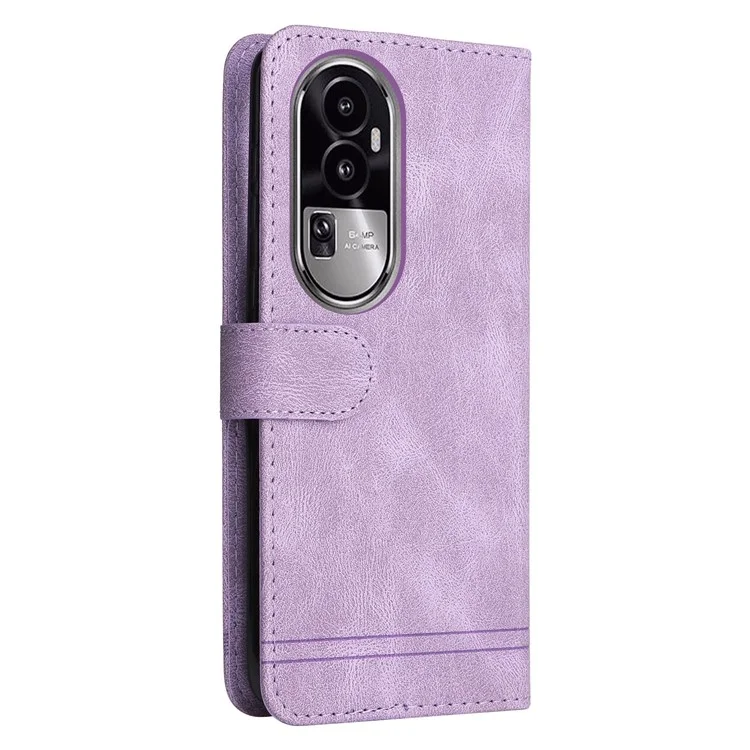 For Oppo Reno10 Pro 5G (Global) / Reno10 5G (Global) Leather Wallet Cases Skin Touch Phone Cover Stand with Strap - Purple-Cellmalls