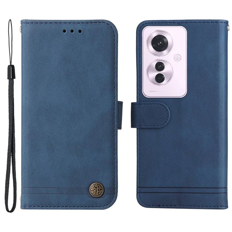 For Oppo Reno11 F 5G / F25 Pro 5G Leather Wallet Cases Skin Touch Phone Cover Stand with Strap - Blue-Cellmalls