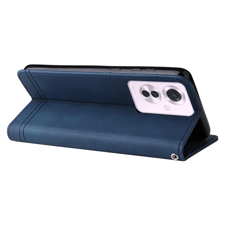 For Oppo Reno11 F 5G / F25 Pro 5G Leather Wallet Cases Skin Touch Phone Cover Stand with Strap - Blue-Cellmalls